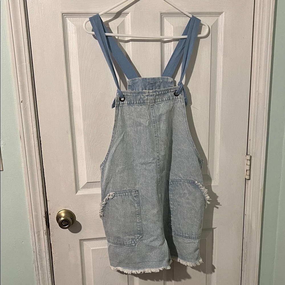New in Denim Overall Dress with Blue Straps size large NWT